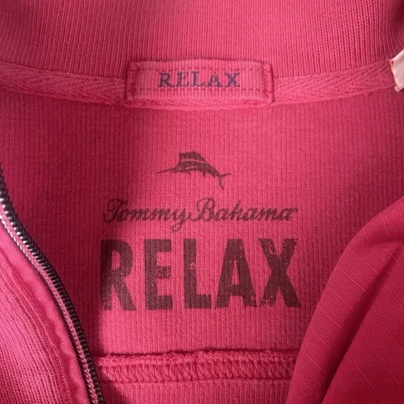 Tommy Bahama Relax Mens Large Red Long Sleeve All Cotton 1/4 zip Sweatshirt - Picture 8 of 8